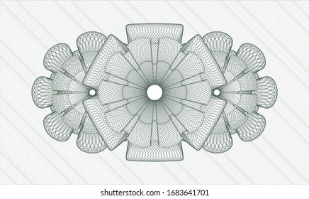 Green passport style rosette. Vector Illustration. Detailed.
