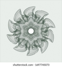 Green passport style rosette. Vector Illustration. Detailed.