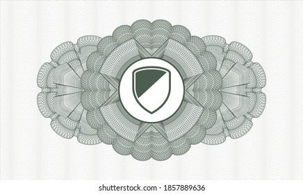 Rosette estilo pasaporte verde. Ilustración vectorial. Detallado con el icono de la armadura