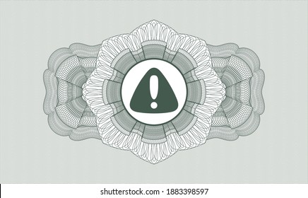 Rosette estilo pasaporte verde. Ilustración vectorial. Detallado con el icono de advertencia