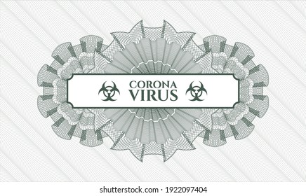 Green passport style rosette. Vector Illustration. Detailed with text Coronavirus inside