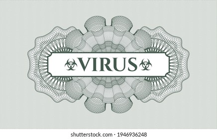 Rosette im grünen Reisepass. Vektorgrafik. Detaillierte Beschreibung mit Textvirus im Inneren