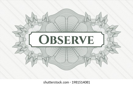 Rosette estilo pasaporte verde. Ilustración vectorial. Detallado con texto Observar dentro