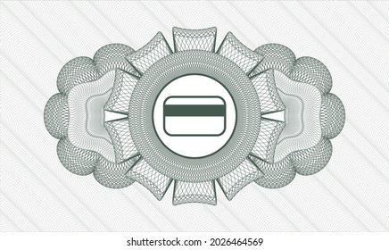 Green passport style rosette. Vector Illustration. Detailed with credit card icon inside