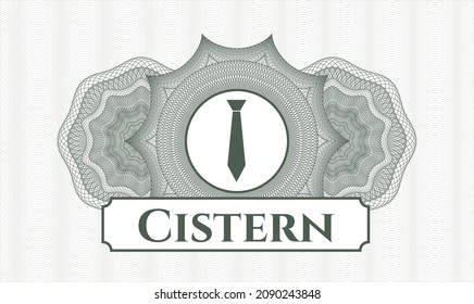 Rosette estilo pasaporte verde. Ilustración vectorial. Detallado con el icono de corbata y el texto de Cisterna dentro