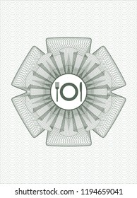 Green passport style rossete with restaurant icon inside