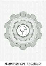Green passport style rossete with stethoscope icon inside