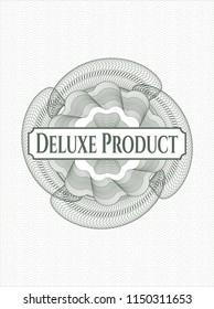 Green passport style rossete with text Deluxe Product inside