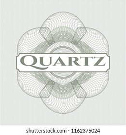 Green passport style rossete with text Quartz inside