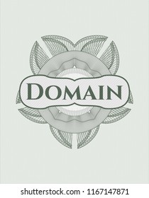 Green passport style rossete with text Domain inside