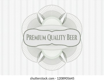 Green passport style rossete with text Premium Quality Beer inside