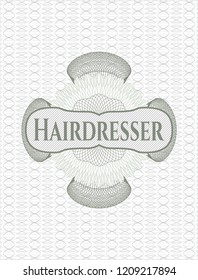 Green passport style rossete with text Hairdresser inside