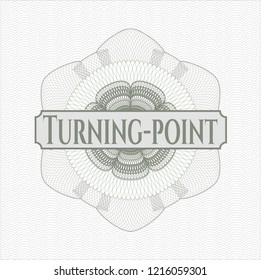 Green passport style rossete with text Turning-point inside
