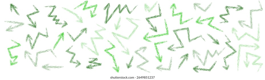 Setas pastel verde em layout abstrato para agricultura orgânica, planejamento de jardim e projeto de paisagem sustentável
