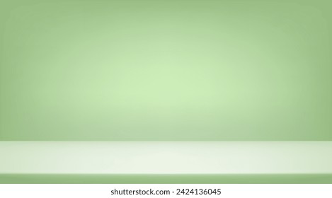 Green pastel background. green matcha. Room in the 3d. Space for selling products on the website. Vector illustration.