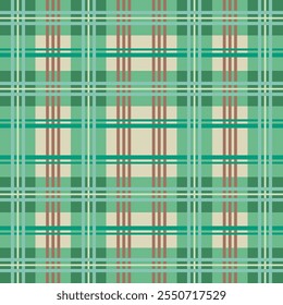 Green pastel color of horizontal and vertical tartan. Seamless pattern. Vector.