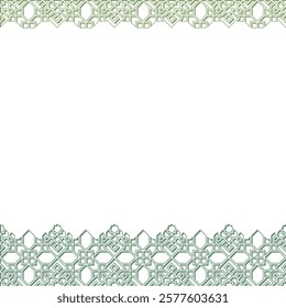 Green Pastel Islamic Ornament Frame with Stroke and Silhouette Textured