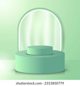 Green pastel podium vector template design