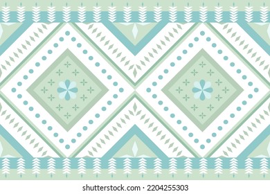 Green pastel seamless pattern fabric textile. Aztec geometric pattern. Native design fabric print. Seamless fabric pattern geometric Aztec style. African Moroccan pattern. Ethnic carpet. Cute Pastel.