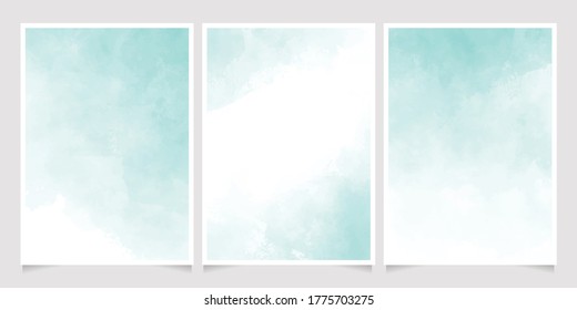 Green Pastel Watercolor Wet Wash Splash 5x7 Invitation Card Background Template Collection