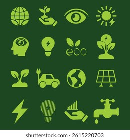Green Path Forward A Collection of Icons Highlighting Sustainability and Environmental Responsibility