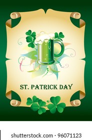 Green patrick card with beer and clover