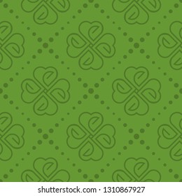 Green Patrick day seamless pattern with clover