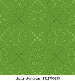 Green Patrick day seamless pattern with clover
