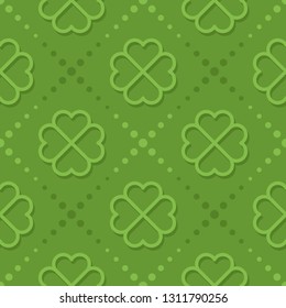 Green Patrick day seamless pattern with clover
