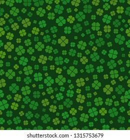 Green Patrick day seamless pattern with clovers