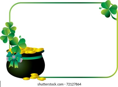 Green patrick frame with pot and shamrock