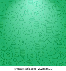 Green pattern with attributes of different games