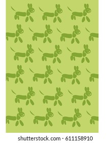 Green pattern with balloon dogs.
