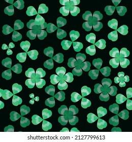 Green pattern clover trefoil leaf seamless border vector shamrock template for St. Patrick's day. 