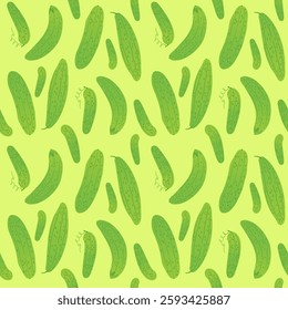 green pattern with cucumbers. whole cucumbers on an endless green background.