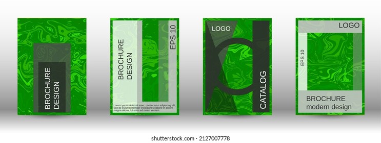 Patrón verde con formas de lava.Conjunto de estuches moderno. Patrón abstracto de mármol. Ilustración brillante compuesta de líneas borrosas, círculos. Plantilla para el diseño de su negocio.