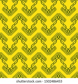 Green pattern on yellow background. Seamless pattern.