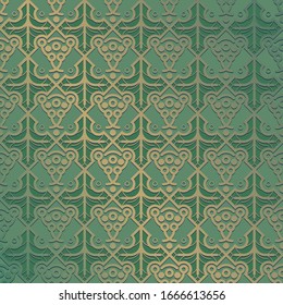 green pattern from stylized grapes and leaves