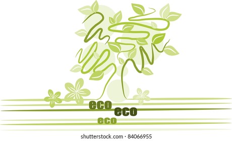 Green pattern tree. Ecology illustration - Vector