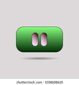 green pause button vector icon.
