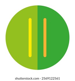 Green Pause icon representing media control, suitable for user interfaces and multimedia applications.