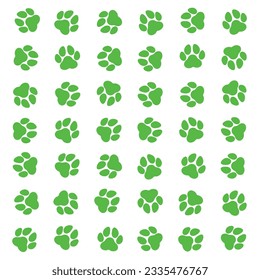 Green paw pattern on white background