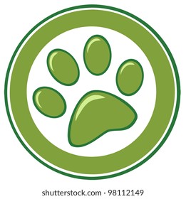 Green Paw Print Banner. Vector Illustration