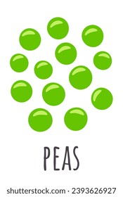Green pea beans illustration isolated on white background. Beans vector graphic. Vegan protein source.	