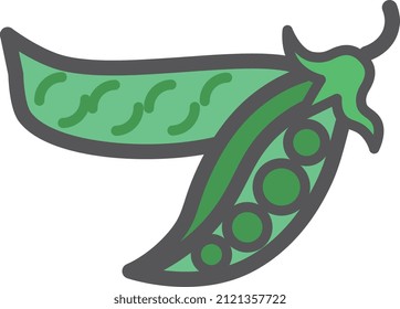 Green pea icon. Open fresh bean pod