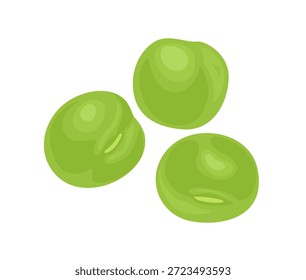 Guisante verde aislado sobre fondo blanco. Ilustración plana de dibujos animados de Vector. Icono de leguminosa