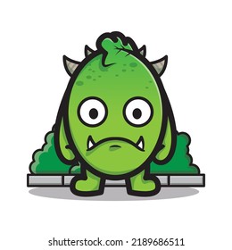 green pea leaf monster cartoon