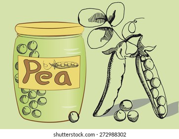 green pea on a neutral background. tinned pea