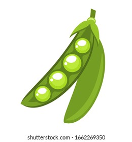 Pea verde sobre fondo blanco, ilustración vectorial