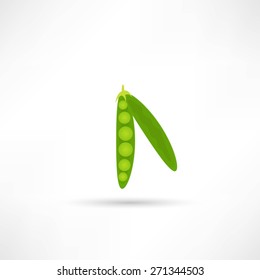 green pea pod isolated vector icon